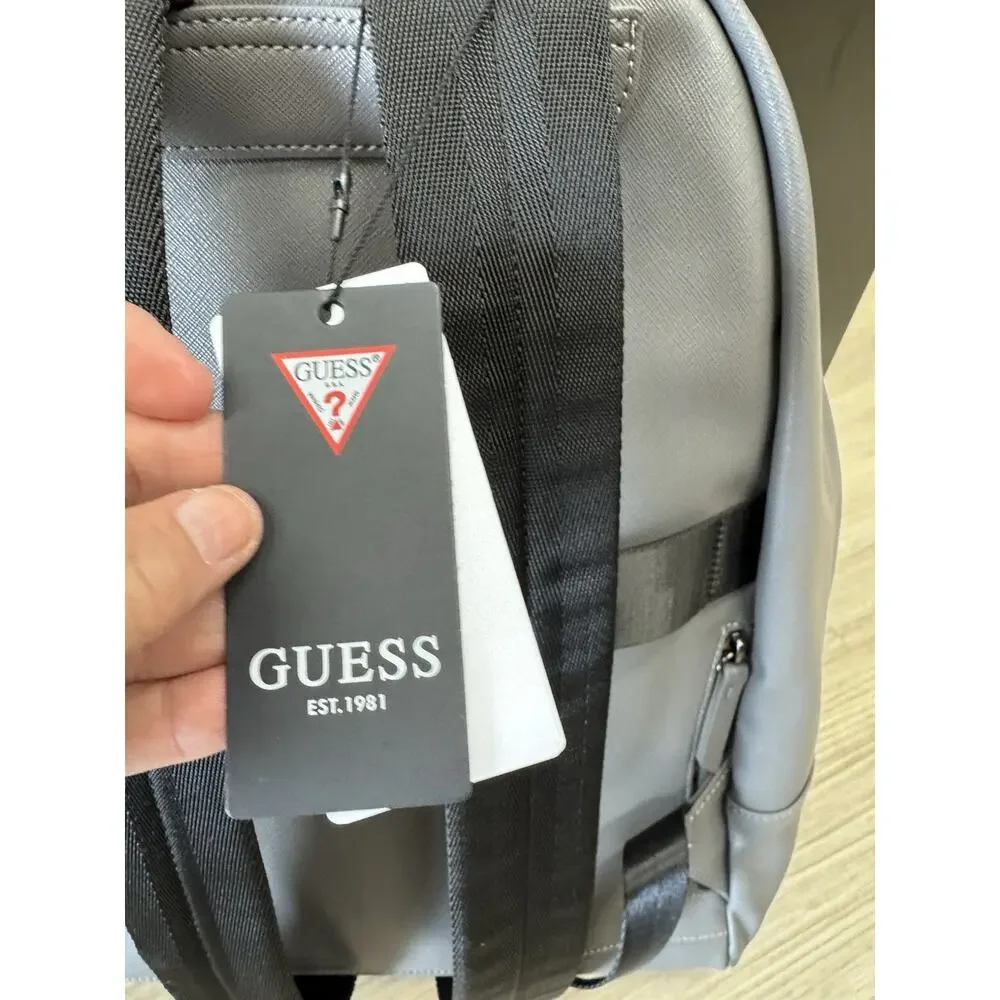 GUESS Milano Compact Backpack Gray Adjustable Straps Zip Designer Women